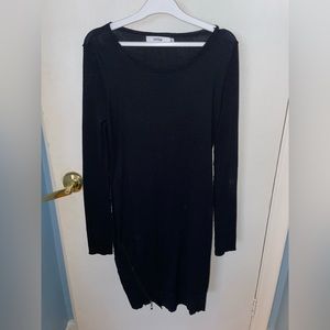 NWOT JustFab Lightweight Black Sweater Dress With Zipper Detail (Size Large)